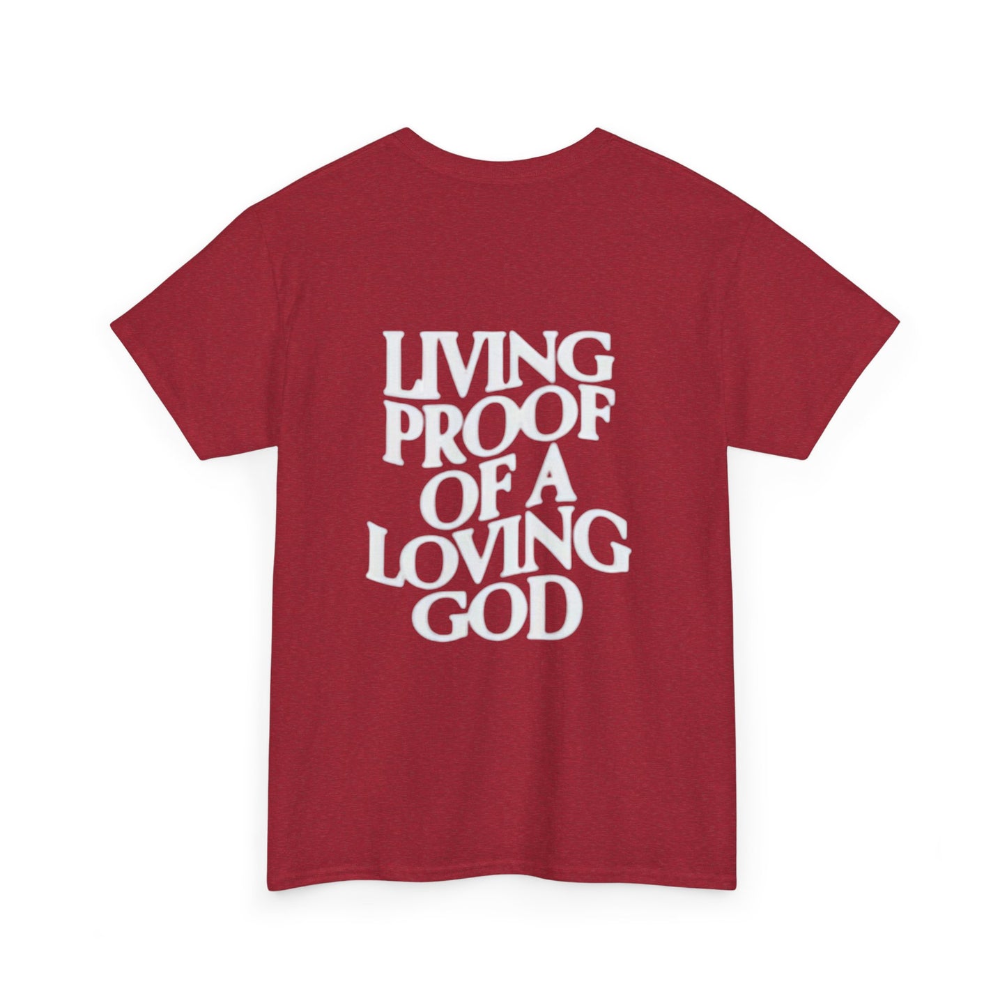 Unisex Heavy Cotton Tee - 'Living Proof of a Loving God' Inspirational Shirt