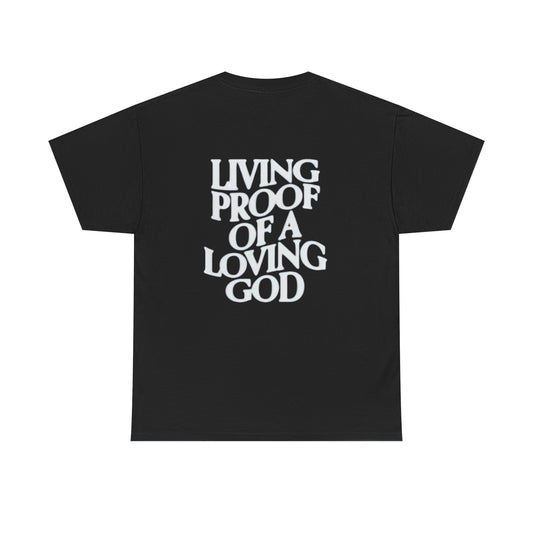 Unisex Heavy Cotton Tee - 'Living Proof of a Loving God' Inspirational Shirt