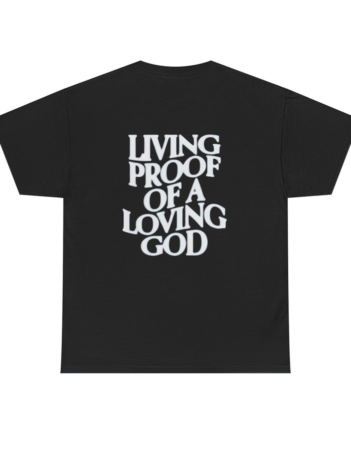 Unisex Heavy Cotton Tee - 'Living Proof of a Loving God' Inspirational Shirt